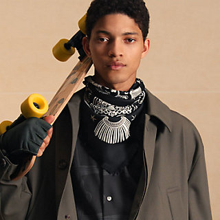 Poste et Cavalerie scarf 80 - Black | Hermès USA